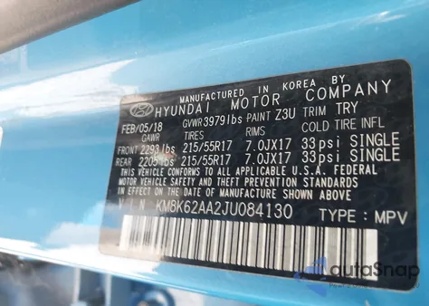 2018 Hyundai Kona Sel z USA, uszkodzony, nr VIN KM8K62AA2JU084130